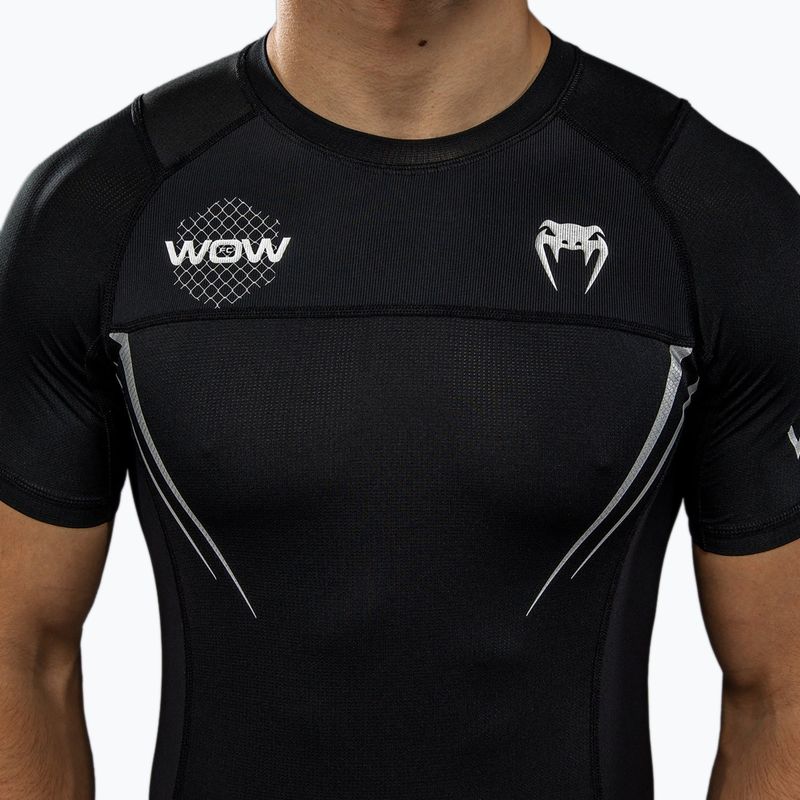 Pánská tréninková tričko Venum X WOW FC Rashguards černá/stříbrná šedá 7