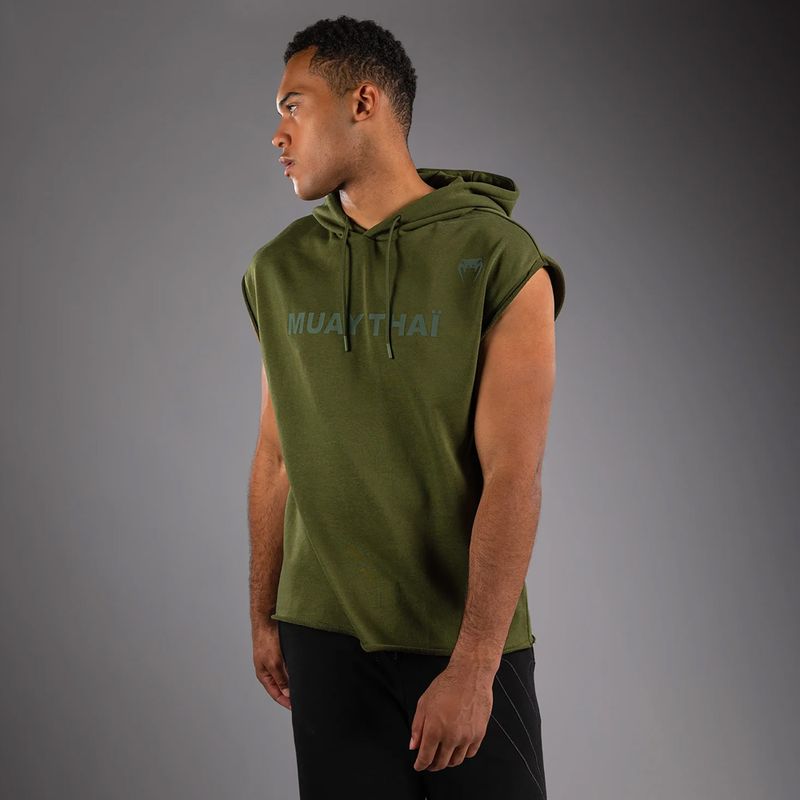 Pánská mikina Venum Muay Thai VT Sleeveless Hoodie military green 3