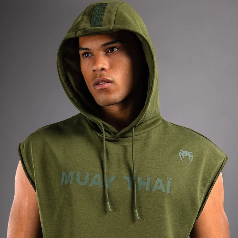 Pánská mikina Venum Muay Thai VT Sleeveless Hoodie military green 4