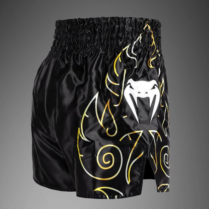 Pánské tréninkové šortky Venum VTC Flames Muay Thai black/gold 4