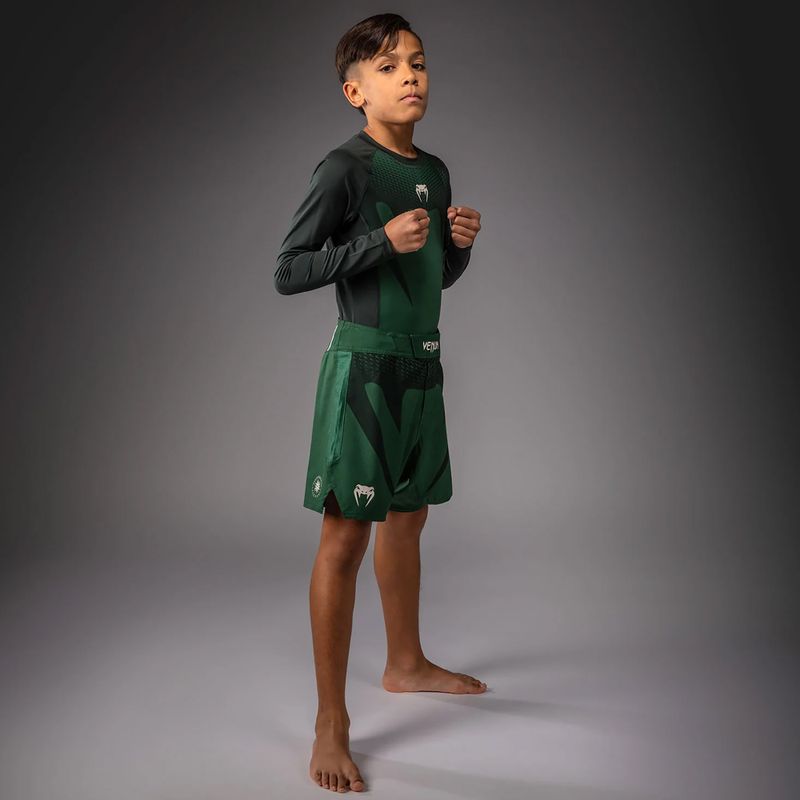 Dětské tréninkové šortky Venum Attack Kids Fightshorts forest green/off white 2