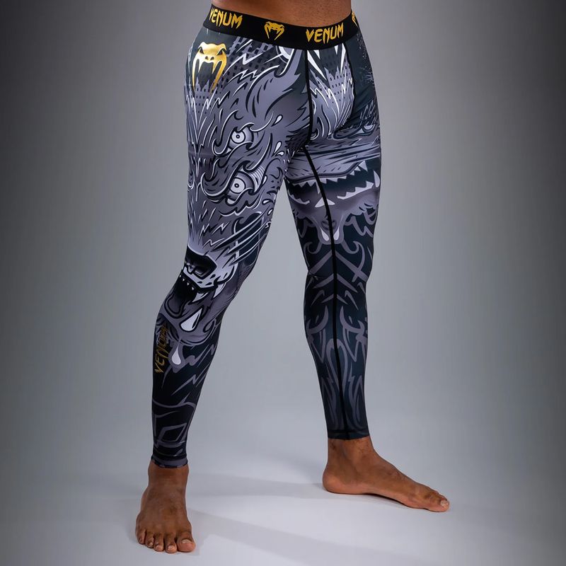 Pánské tréninkové legíny Venum Wolf Attack Spats black/grey 3