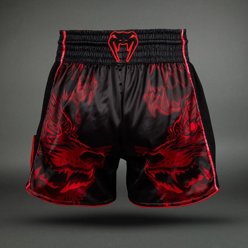 Pánské tréninkové šortky Venum Wolf Attack Muay Thai Shorts black/red 2