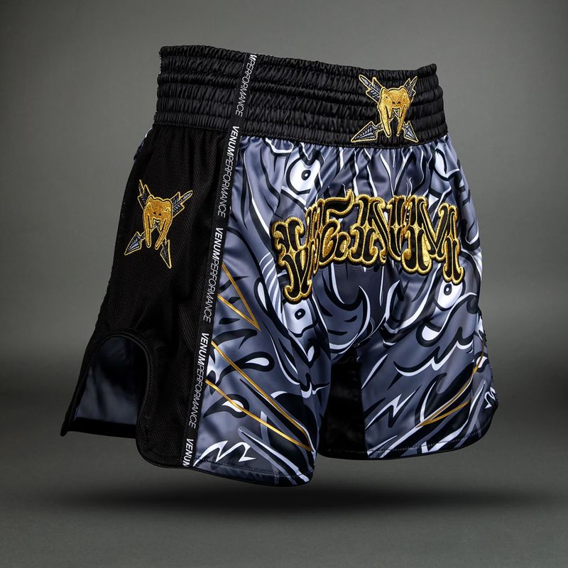 Pánské tréninkové šortky Venum Wolf Attack Muay Thai Shorts black/grey 3