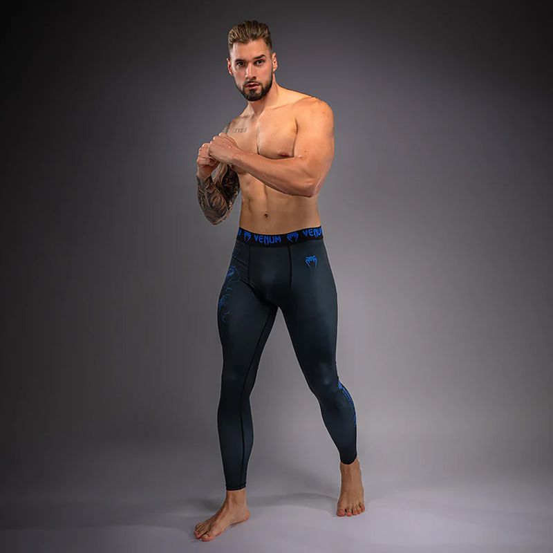 Pánské tréninkové legíny Venum Thunder Dragon Spats Black/Royal Blue 2
