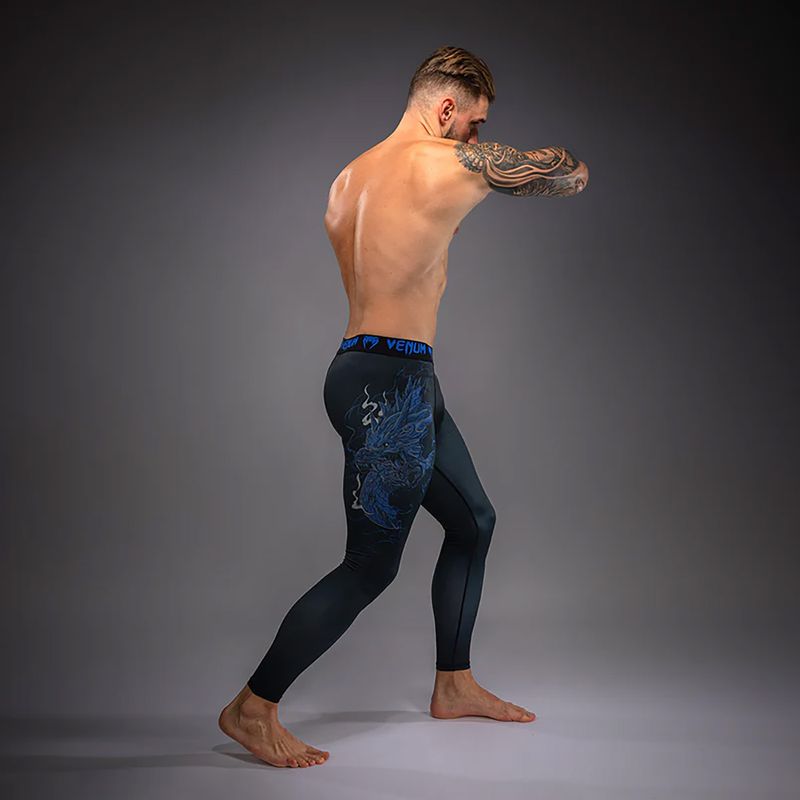 Pánské tréninkové legíny Venum Thunder Dragon Spats Black/Royal Blue 4