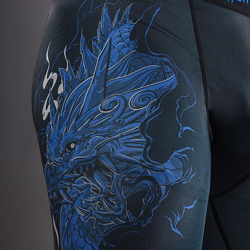 Pánské tréninkové legíny Venum Thunder Dragon Spats Black/Royal Blue 7