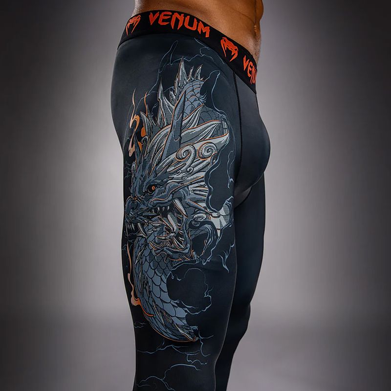 Pánské tréninkové legíny Venum Thunder Dragon Spats Black/Grey/Copper 5