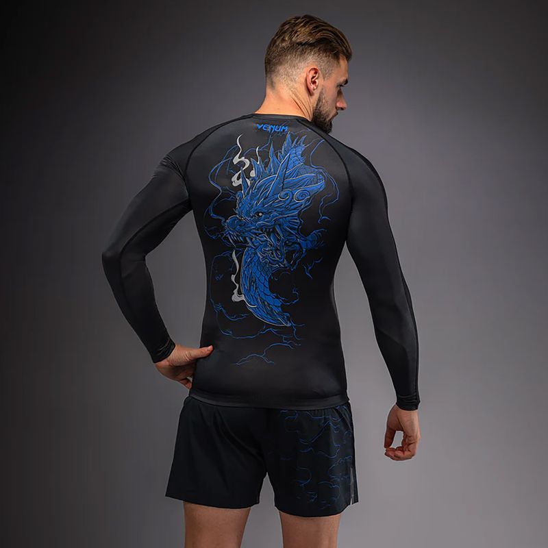 Pánský rashguard s dlouhým rukávem Venum Thunder Dragon black/royal blue 2