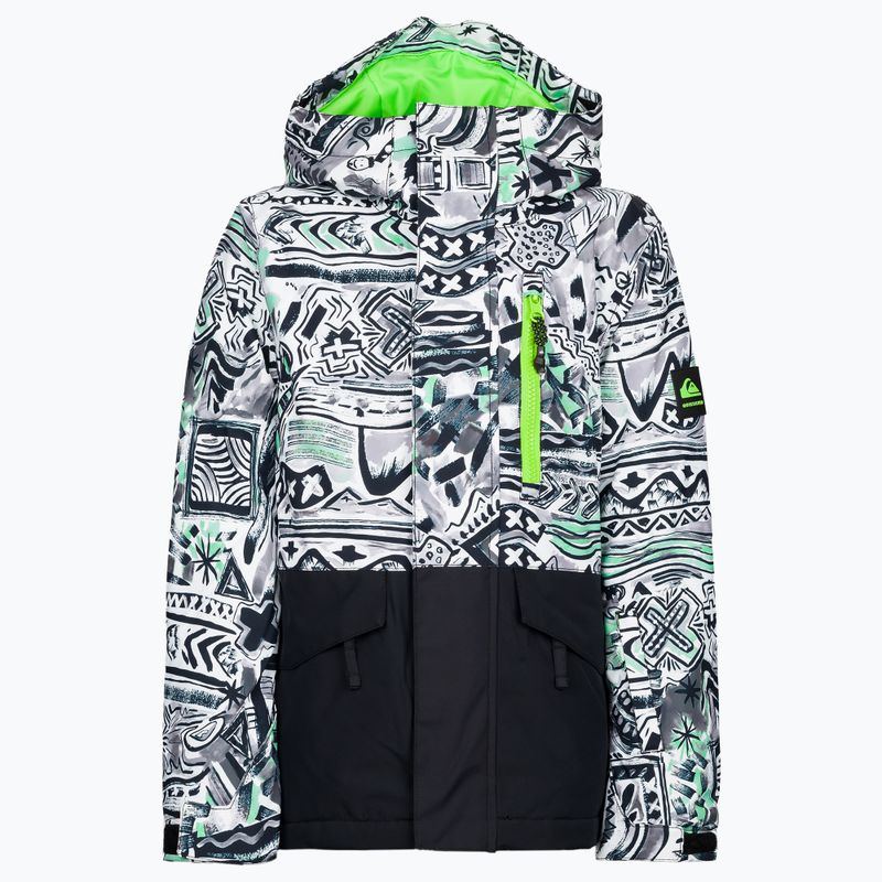 Dětská snowboardová bunda Quiksilver Mission Printed Block černá-bílá EQBTJ03147