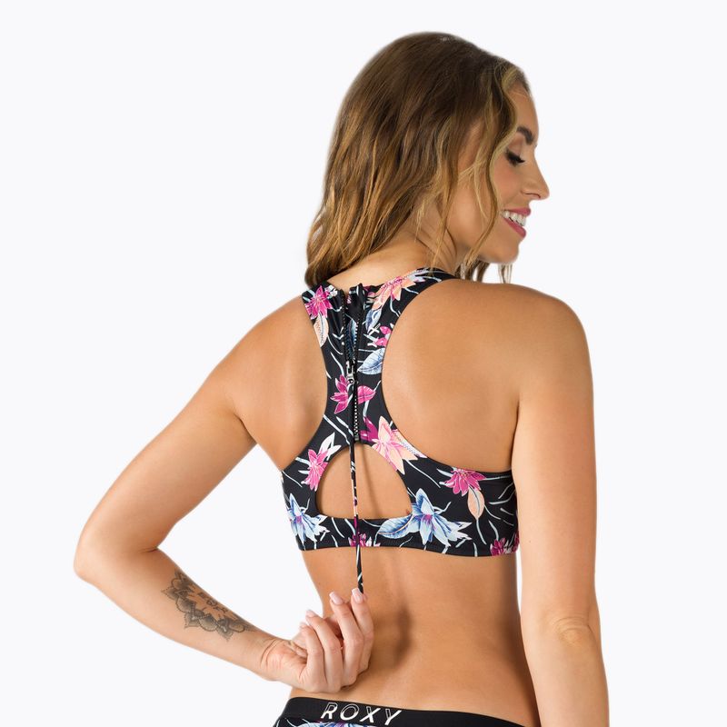 Horní díl plavek ROXY Active Crop Top 2021 anthracite/floral flow 3