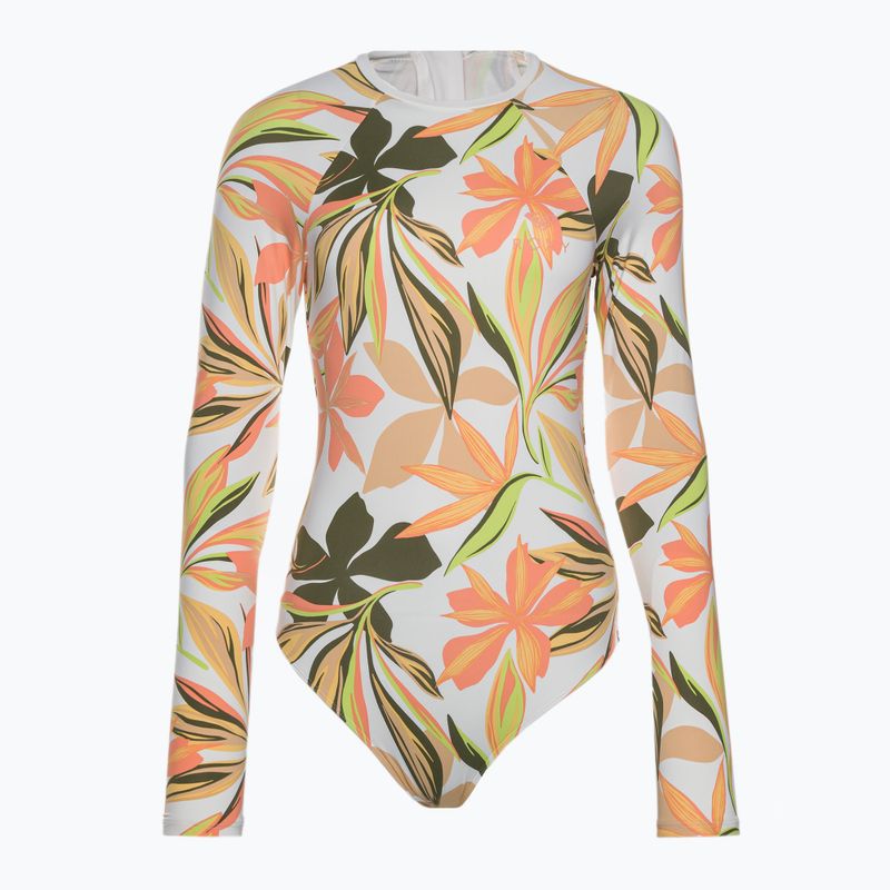 Dámské jednodílné plavky ROXY Print Mix Solid 2021 bright white subtly salty flat