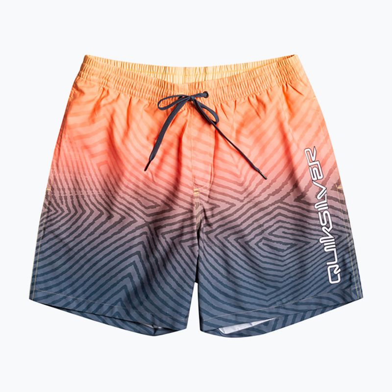 Pánské plavecké šortky Quiksilver Everyday Warped Logo Volley 17" tmavě modré a oranžové EQYJV04000-BSL6