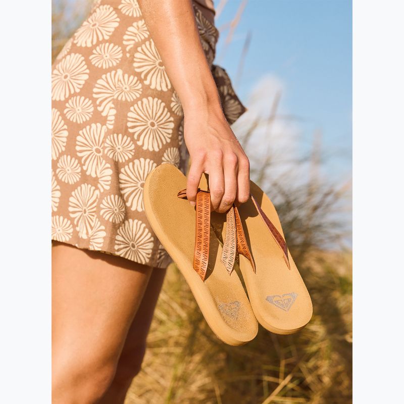 Dámské žabky ROXY Porto Motif tan 11