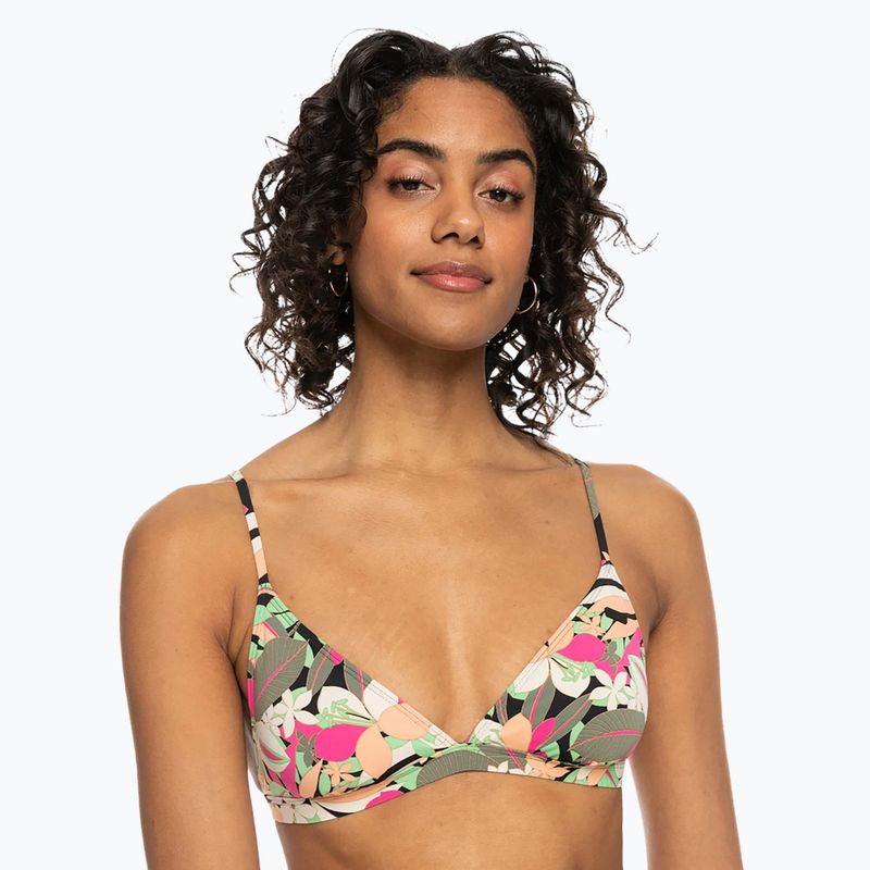 Horní díl plavek  ROXY Printed Beach Classics Tri anthracite palm song s 2
