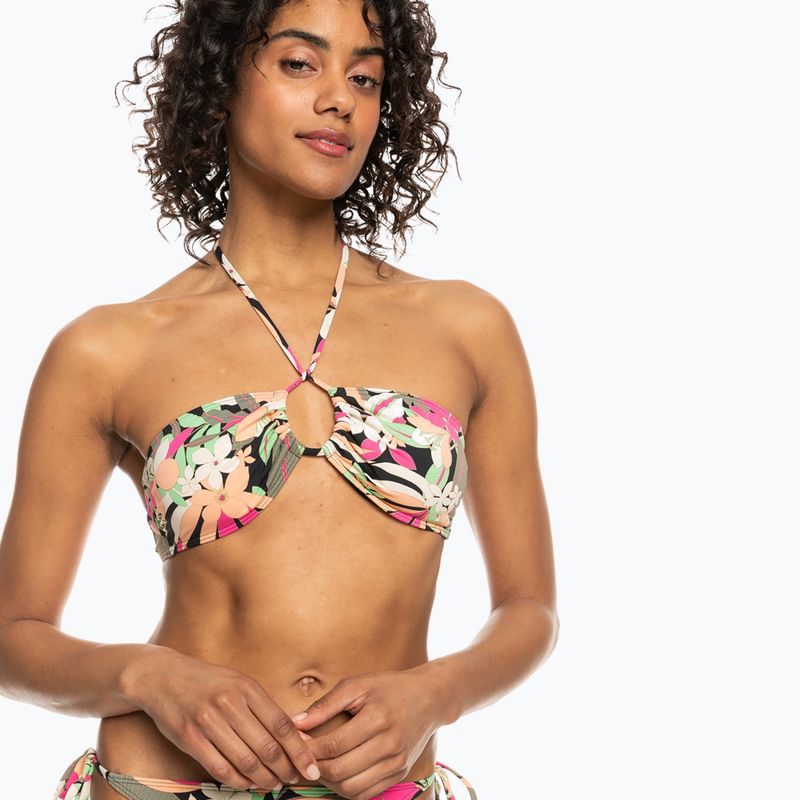 Horní díl plavek  ROXY Printed Beach Classics Halter anthracite palm song s 2