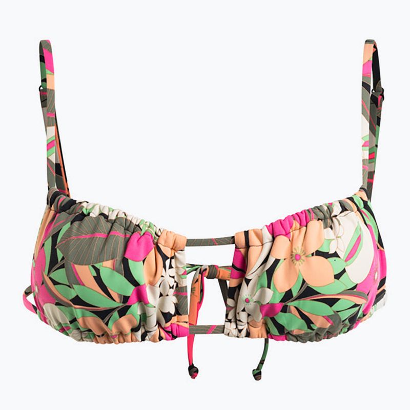 Horní díl plavek ROXY Printed Beach Classics Bralette anthracite palm song s
