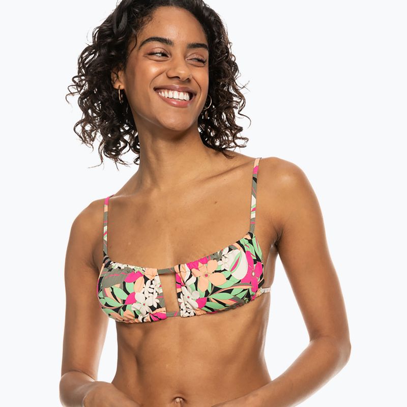 Horní díl plavek ROXY Printed Beach Classics Bralette anthracite palm song s 2