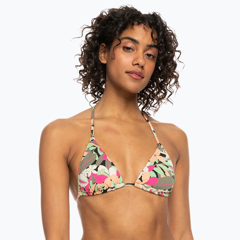 Horní díl plavek  ROXY Printed Beach Classics Tiki Tri anthracite palm song s 2