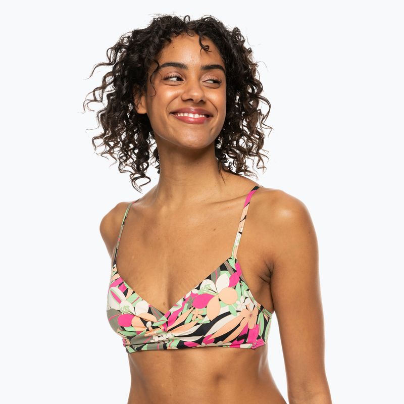 Horní díl plavek  ROXY Printed Beach Classics Wrap anthracite palm song s 2