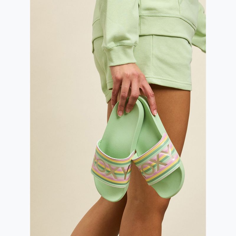 Dámské žabky ROXY Slippy II green stripe 6