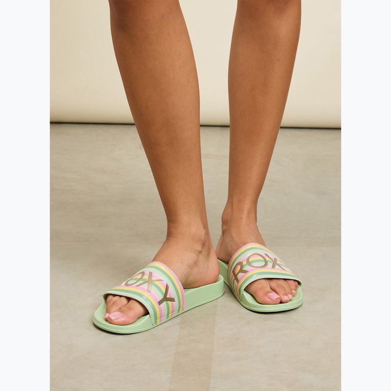 Dámské žabky ROXY Slippy II green stripe 7