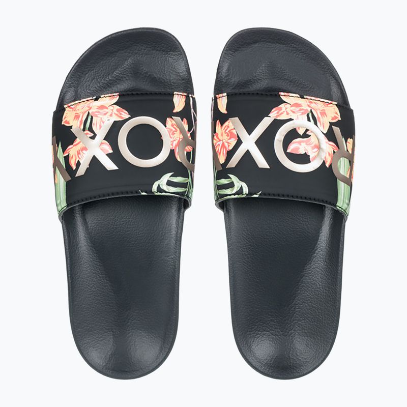 Dámské žabky ROXY Slippy II black/green print 2