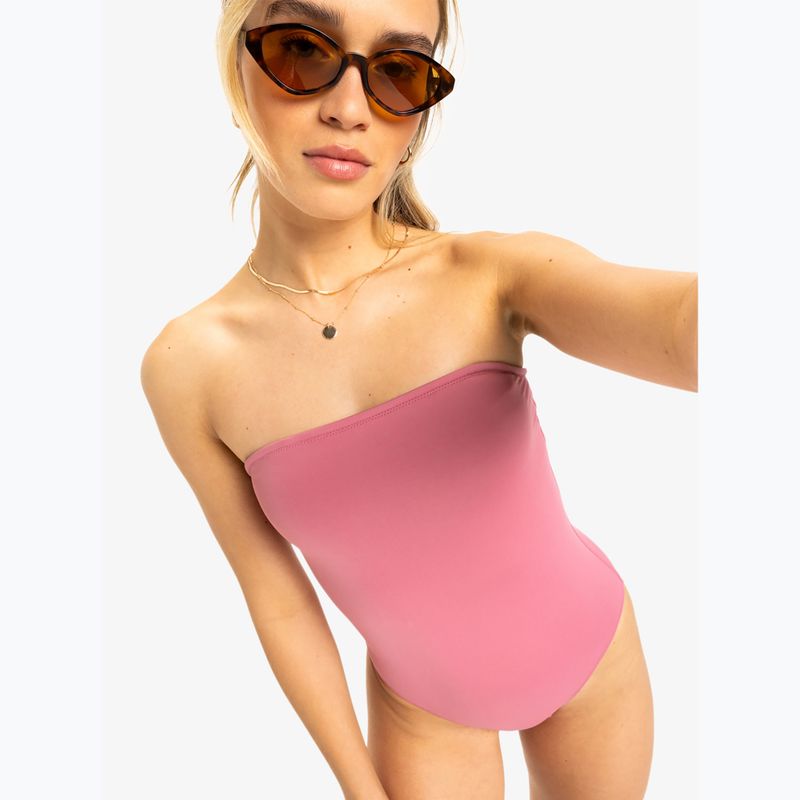 Dámské jednodílné plavky ROXY Solid Beach Classics Bandeau heather rose 5