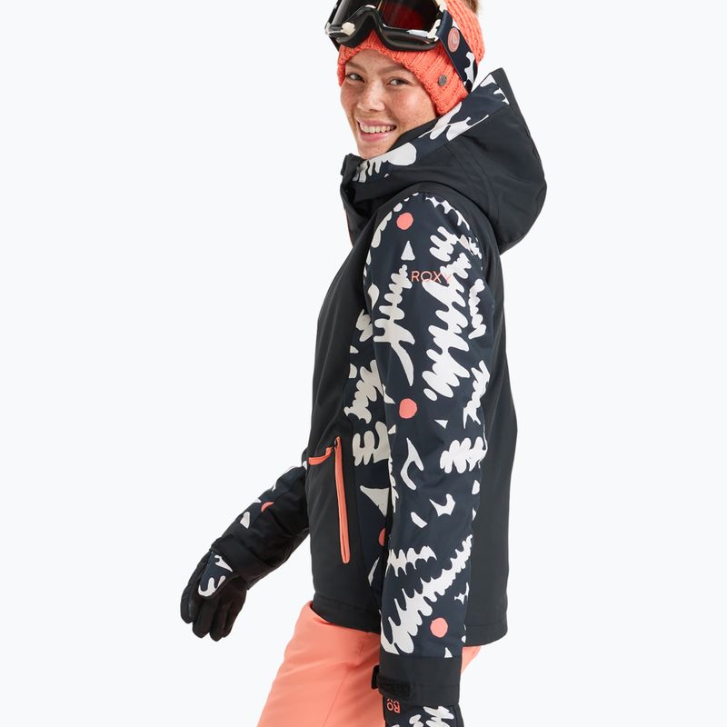 Dámská snowboardová bunda ROXY Free Jet true black/big flower 5