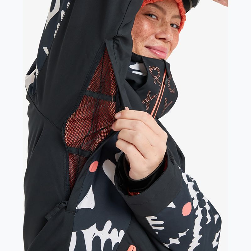 Dámská snowboardová bunda ROXY Free Jet true black/big flower 8