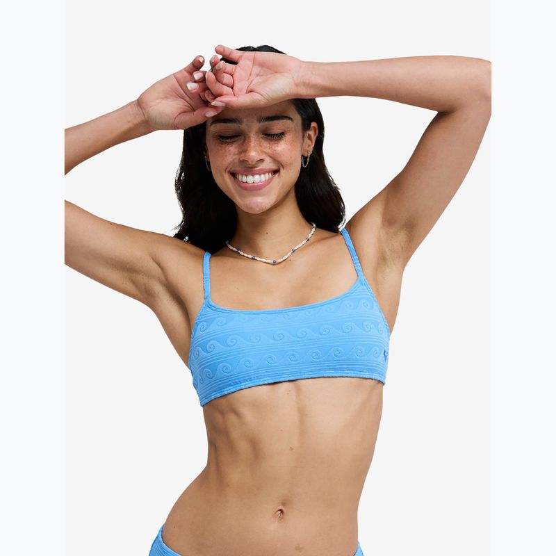 Horní díl plavek ROXY Paradise Wave Bralette silver lake blue make a splash