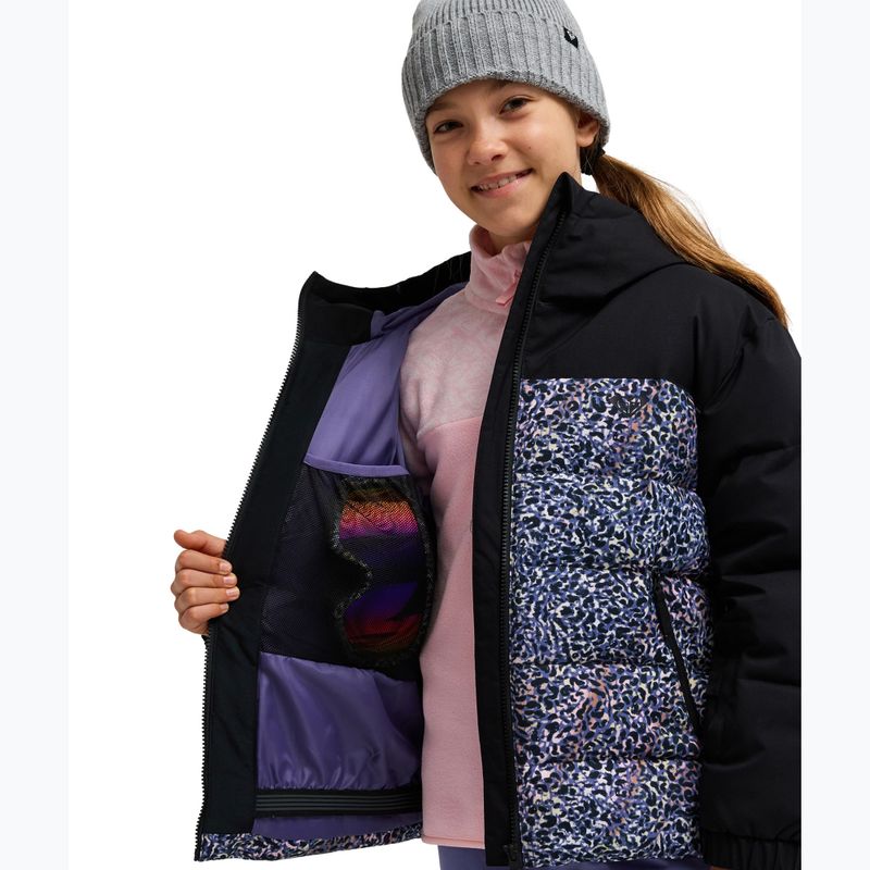 Dětská snowboardová bunda ROXY Snowyhill Printed Puffy true black wildin out rg 5