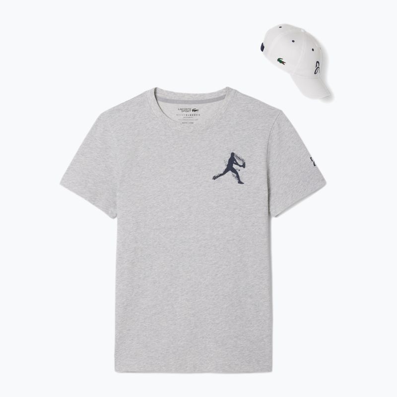 Pánské tenisové tričko Lacoste TH1044 silver chine/navy blue