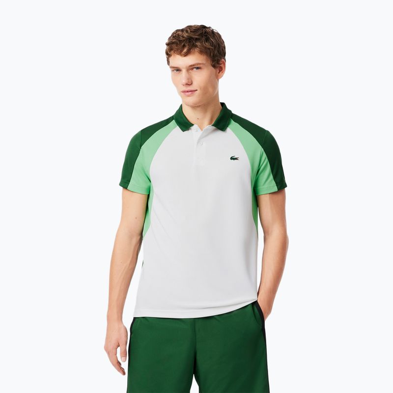 Pánské tenisové polo tričko Lacoste Polo DH8963 white/liamone green