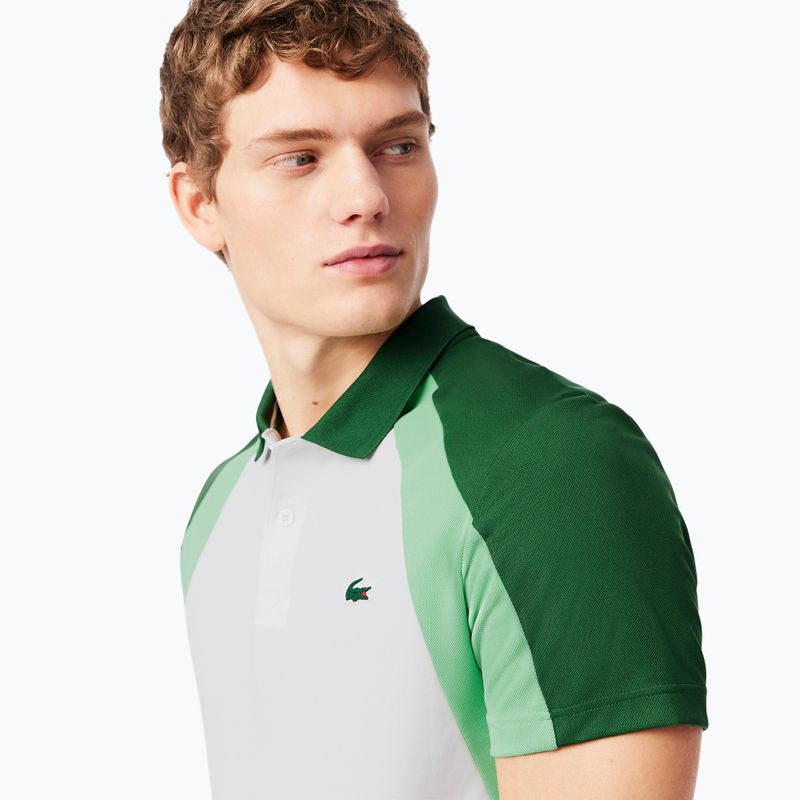 Pánské tenisové polo tričko Lacoste Polo DH8963 white/liamone green 4