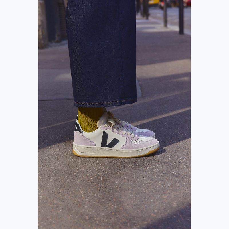 Dámské boty VEJA V-10 Prime Leather pure/black/parme 4