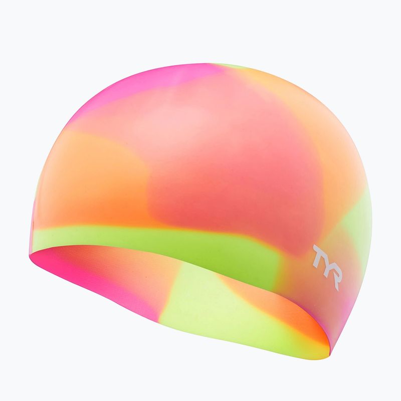 Dětská plavecká čepice TYR Tiedye Silicone Multicolor Jr yellow/pink/orange 3
