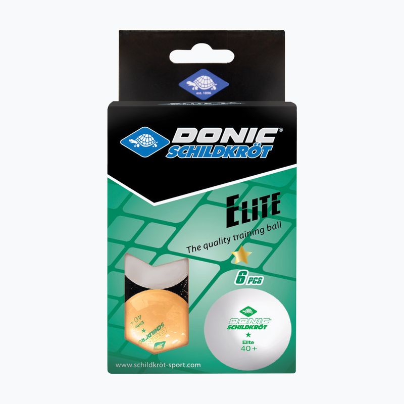 Míčky na stolní tenis  Donic-Schildkröt 1-Star Elite Poly 40+ 6ks white/orange 4