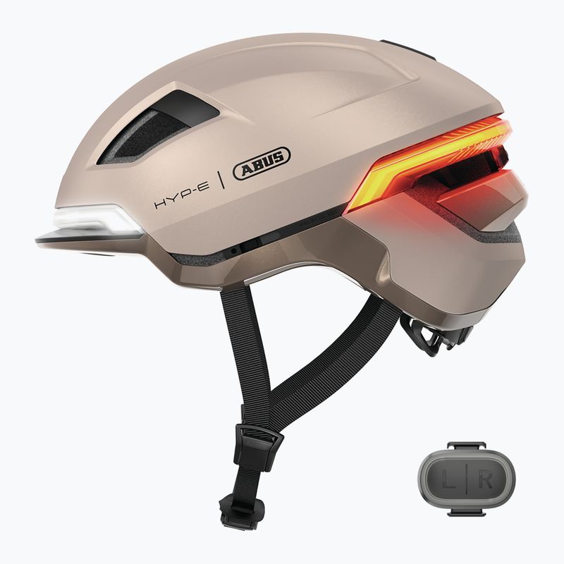 Cyklistická helma s blinkry ABUS Hyp-E champagne gold 3