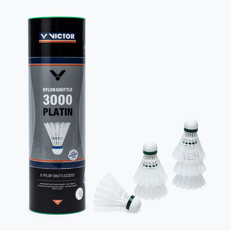 VICTOR Nylon Shuttle 3000 badmintonové člunky 6 ks bílé 101519