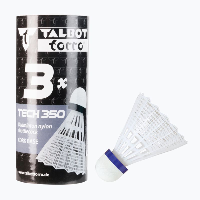 Talbot-Torro Tech 350 badmintonové rakety, nylon 3 ks, bílá 479112