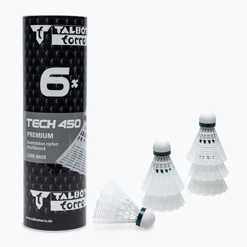 Talbot-Torro Tech 450 badmintonové raketky, Premium Nylon 6 ks bílé 469282