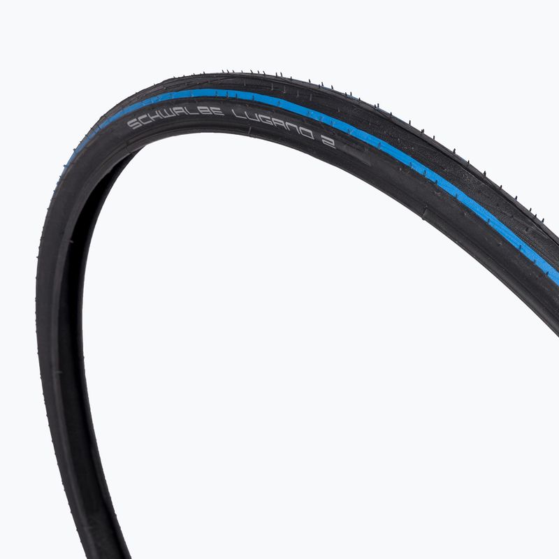 Cyklistický plášť SCHWALBE Lugano II K-Guard Silica wire blue stripes