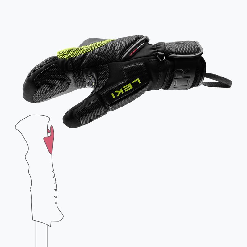 Pánské lyžařské rukavice LEKI WCR Coach 3D Mitt black/ice lemon 8