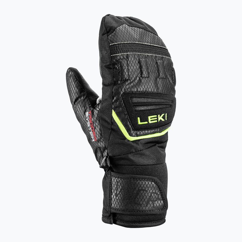 Dětské lyžařské rukavice LEKI WCR Team 3D Junior Mitt black/ ice lemon 8