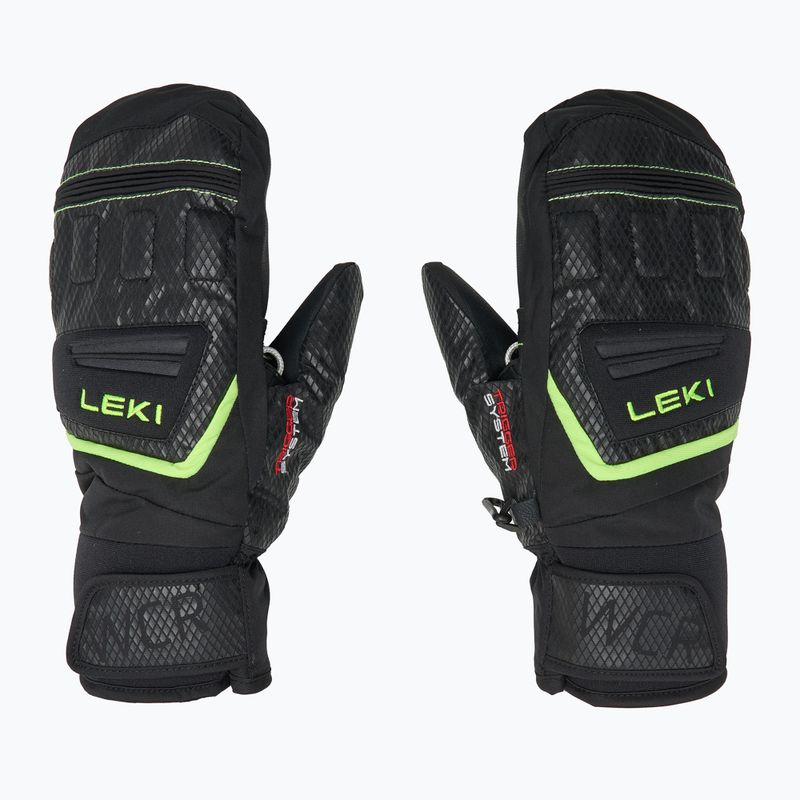 Dětské lyžařské rukavice LEKI WCR Team 3D Junior Mitt black/ ice lemon 4