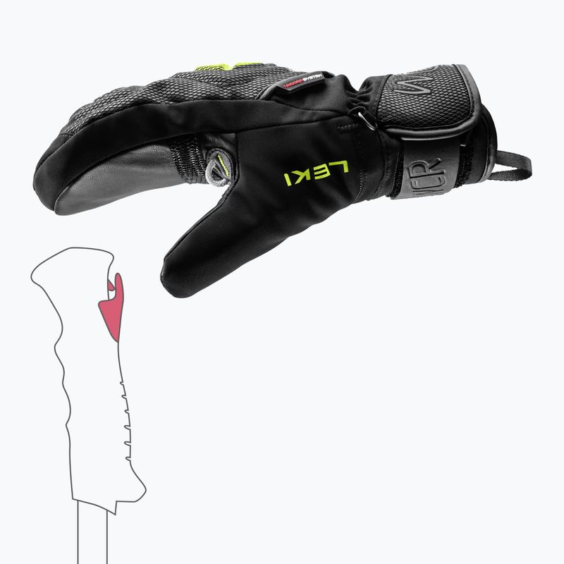Dětské lyžařské rukavice LEKI WCR C-Tech 3D Junior Mitt black/ice lemon 6