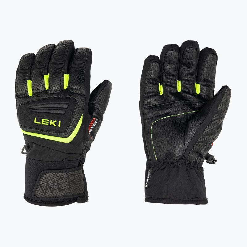 Lyžařské rukavice LEKI WCR Team 3D Junior black ice/lemon