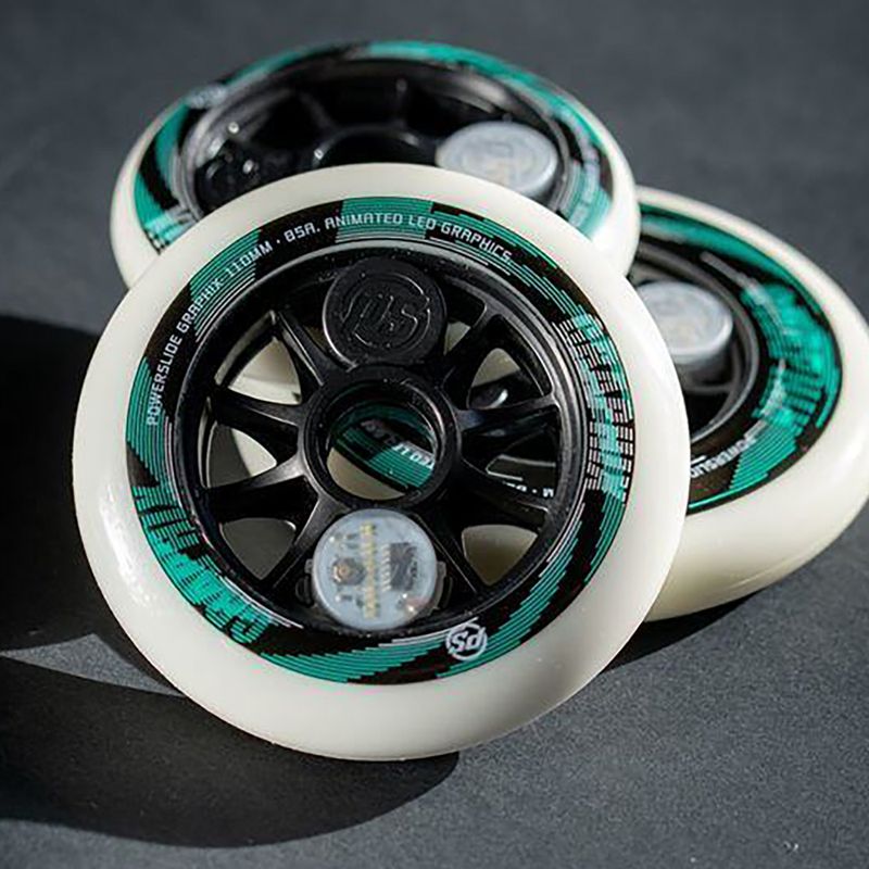 Kolečka Powerslide Graphix LED Wheel 100 Right bílá/černá kolečka pro kolečkové brusle 3