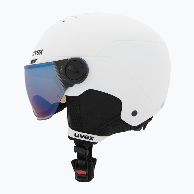 Dětská lyžařská helma UVEX Rocket Visor Jr white/black matt/mirror blue/smoke 3